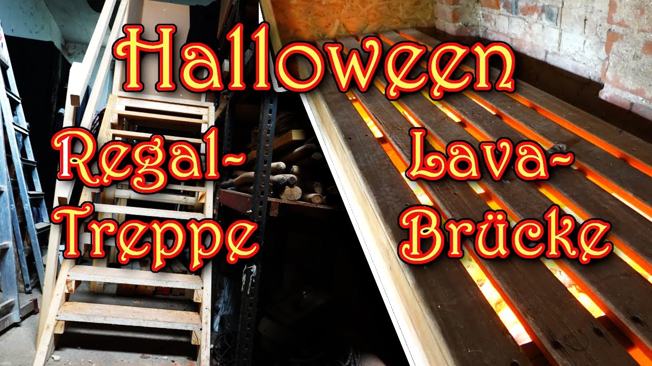 Halloweenprojekt, Treppe über Regal zum Heuboden mit Lavabrücke bauen