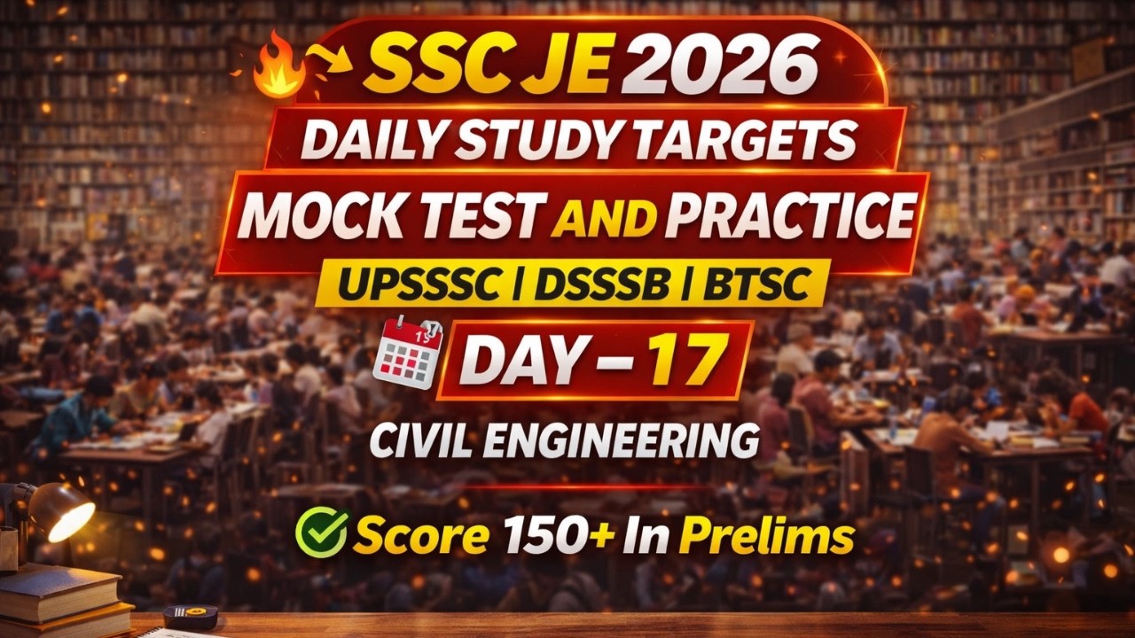 SSC JE 2026 | Day - 17 | Score 160+ | Daily Study Task | Practice and Mock Test