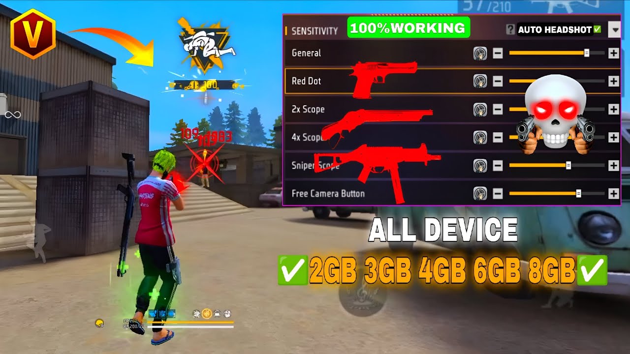 All Gun Headshot Sensitivity Setting After New OB52 Update | Free Fire Max Auto Headshot Sensitivity