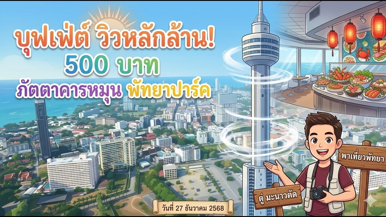 รีวิวบุฟเฟ่ต์ภัตตาคาร​หมุนหอคอยพัทยาปาร์ค (Pattaya Park Tower) ค่าบริการ 500 บาท/คน วันที่ 27 ธ.ค.68