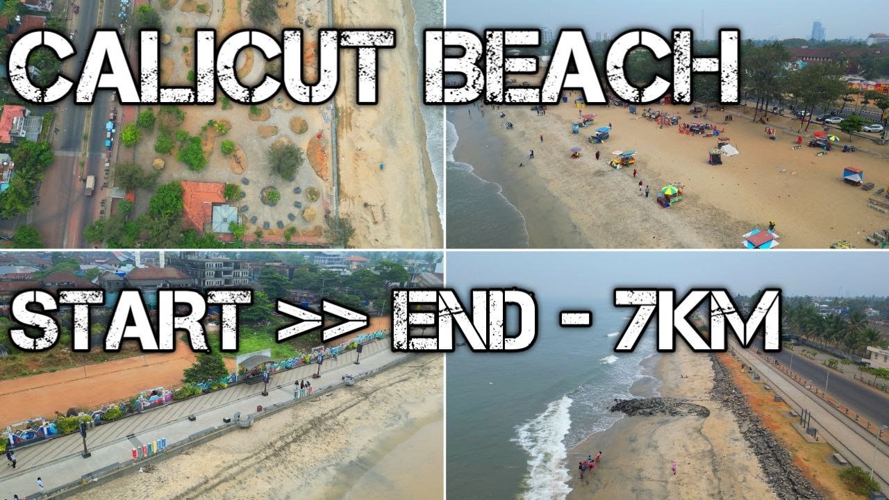 Aerial view of complete Kozhikode Beach, #AerialView #DroneFootage #KeralaTourism #BeachLife #Travel