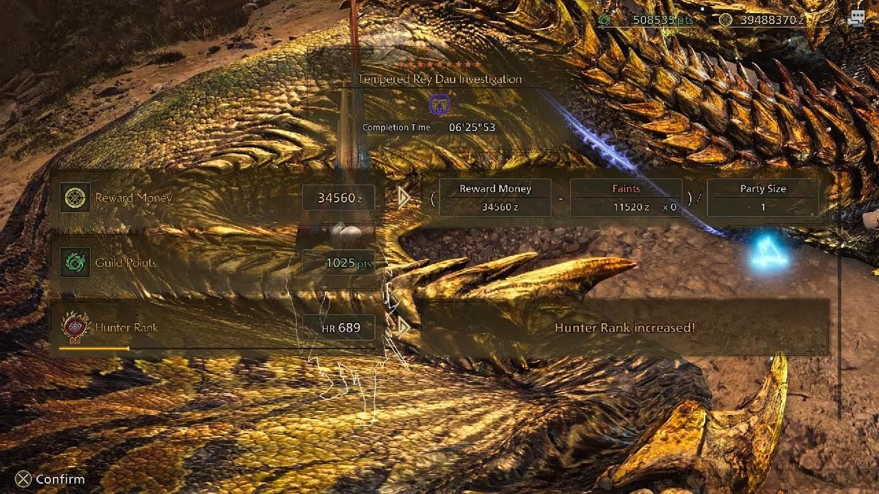 Monster Hunter Wilds 9⭐5&diams;️ Tempered Rey Dau Lance solo 6'25''