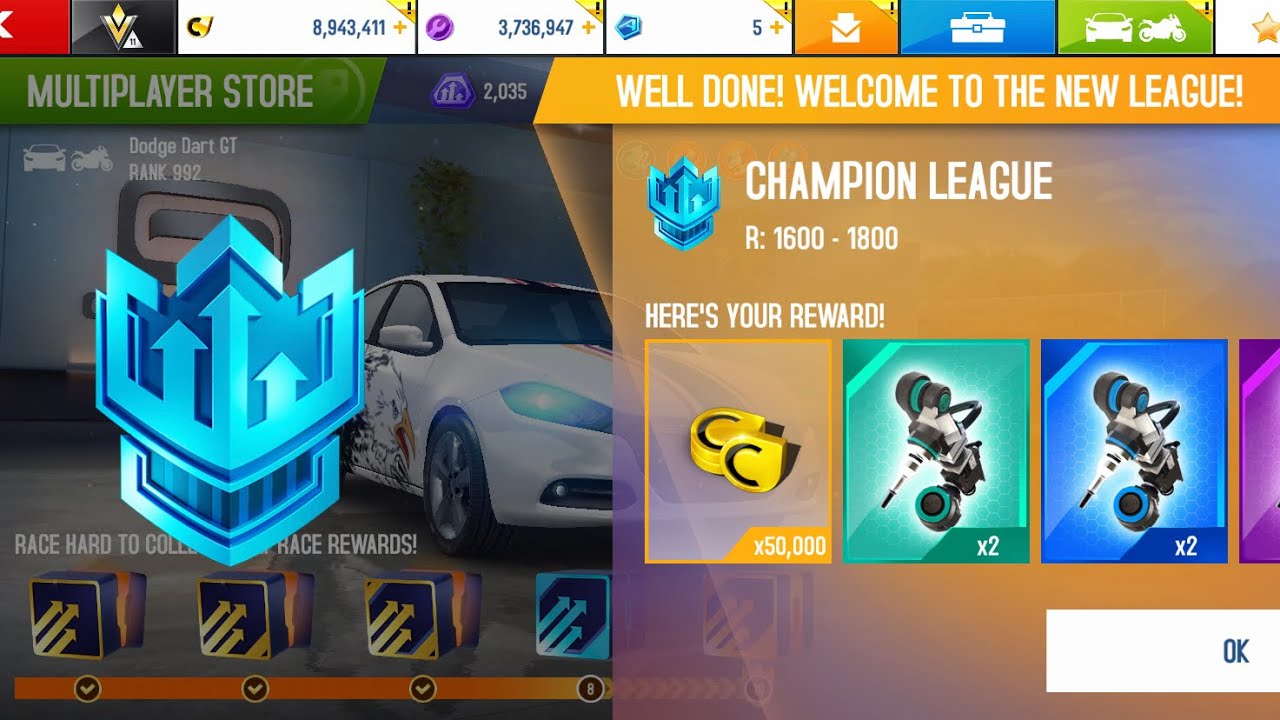 Asphalt 8 , Multiplayer Classic Season Reached Champion League