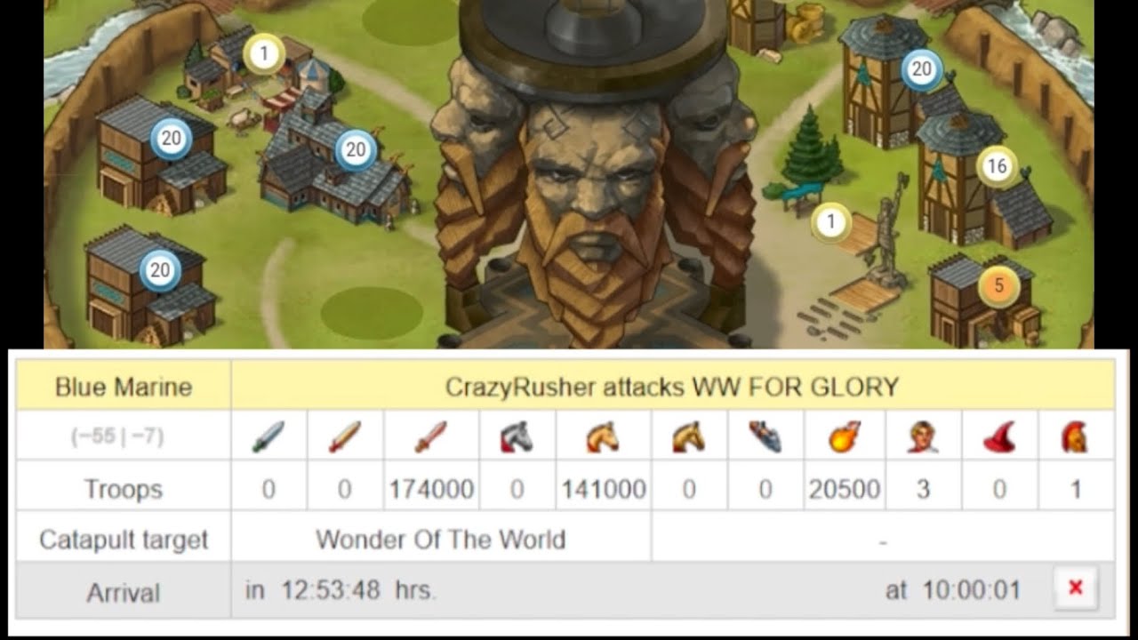 Travian BIGGEST Army Hammer WW Attack ! MM, NGU, CV WON America 5!