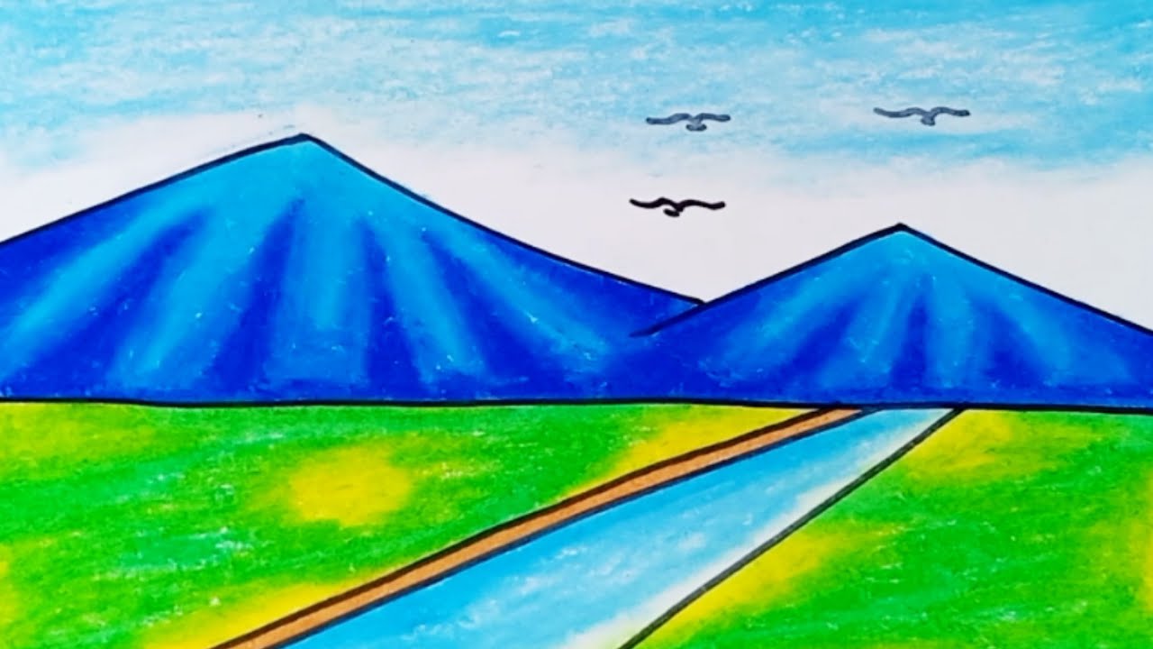 How to Draw Scenery Mountain and River Step by Step |Drawing Scenery for Beginners