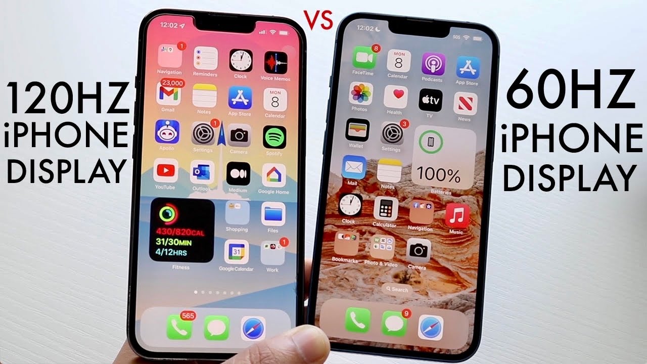 iPhone: дисплей 120 Гц (реклама) против дисплея 60 Гц