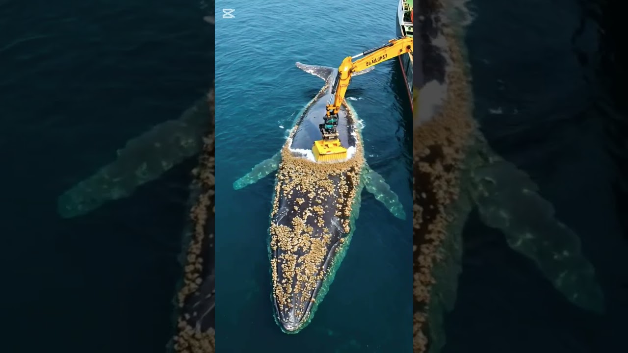 Barnacles removing by big machine #ocean #whale #video #wildliferescue #wildlife #barnacleremoval