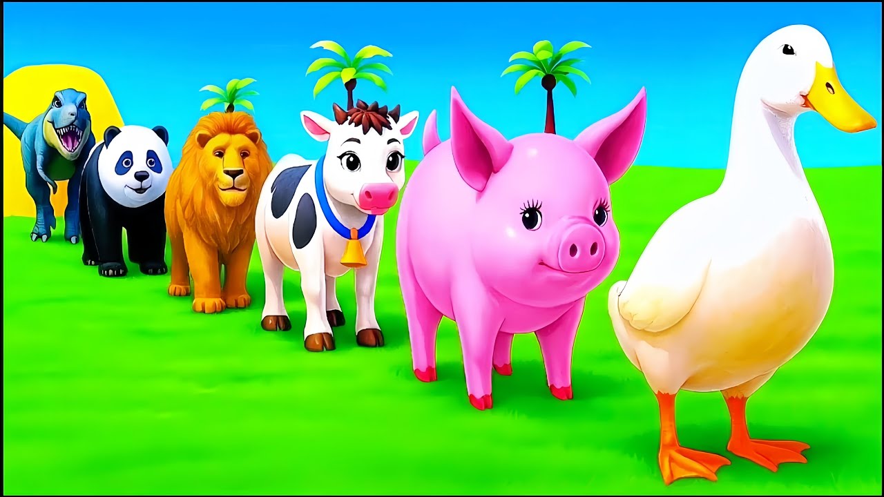 Long Slide Game With Cow Elephant Gorilla Hippopotamus Tiger 3d Animal Game Funny 3d Animals