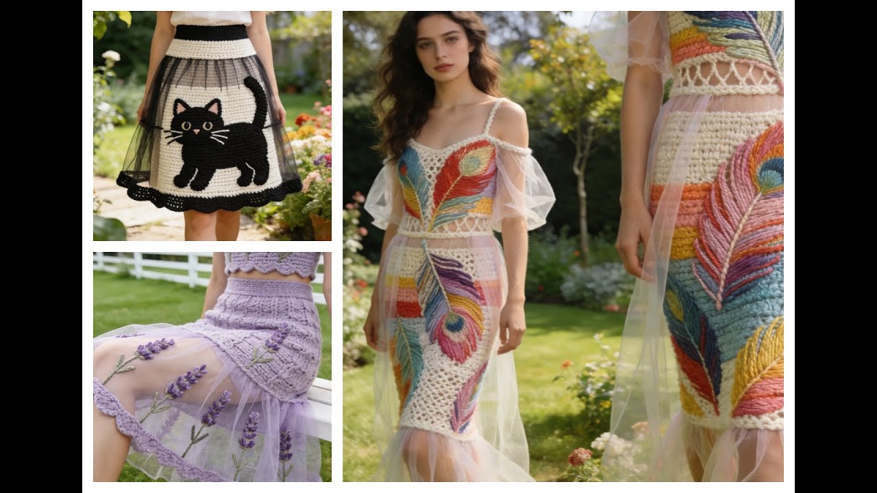 Crochet Dress Design Collection | Elegant Tulle & Artistic Beauty#crochet #design #dress