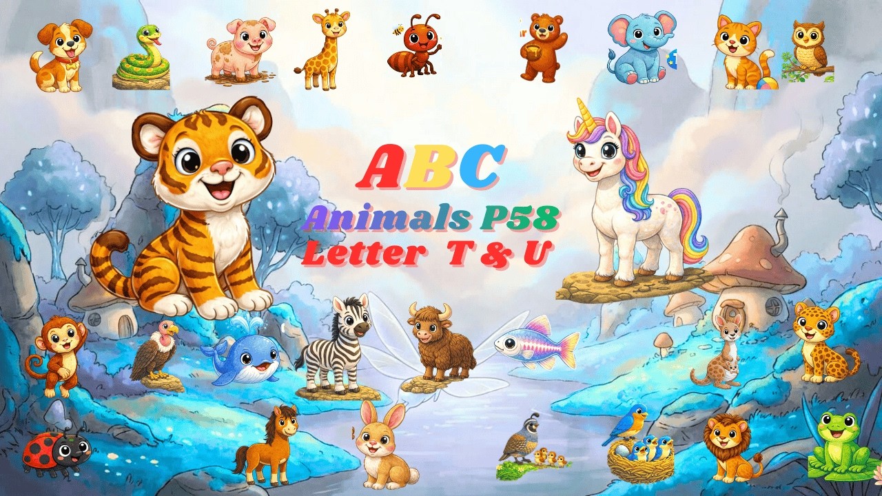 ABC Zoo Animals P58 Letter T & U Tiger & Unicorn | Nursery Rhyme for Kids | Kid TV 365