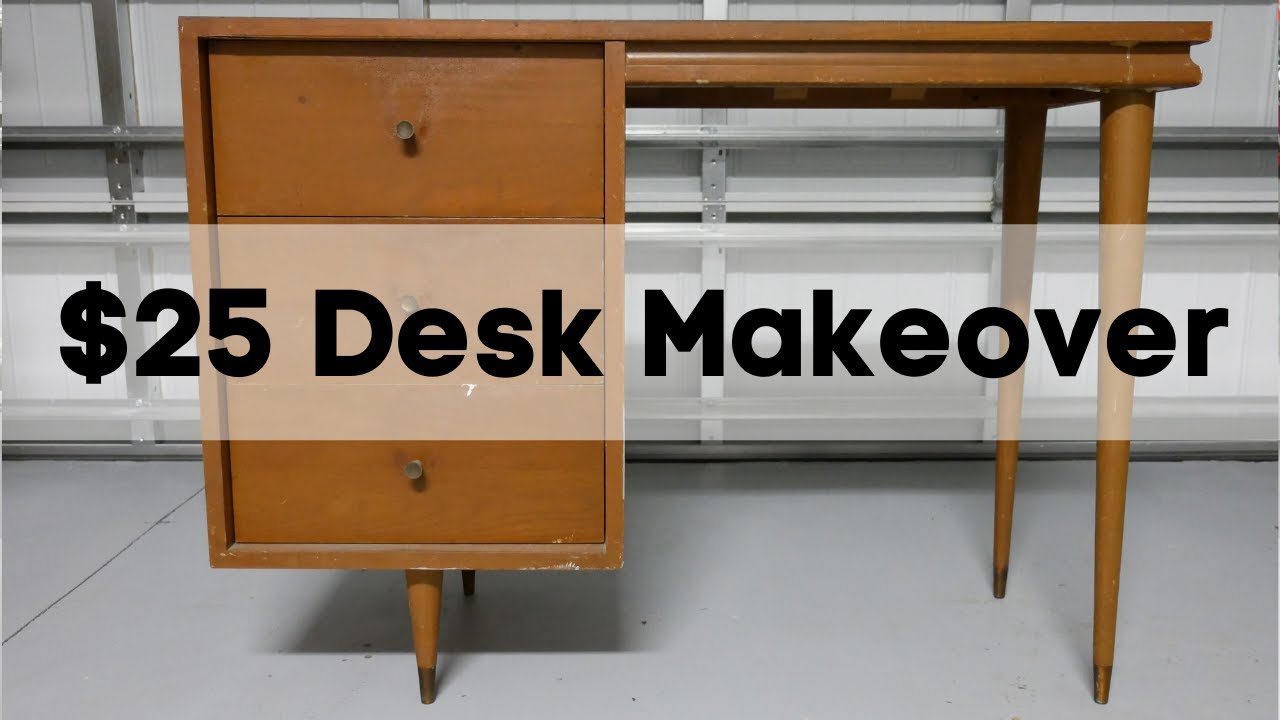 Mid Century Modern Desk Restoration |Trash to Treasure| Replacing laminate with wood |Furniture Flip