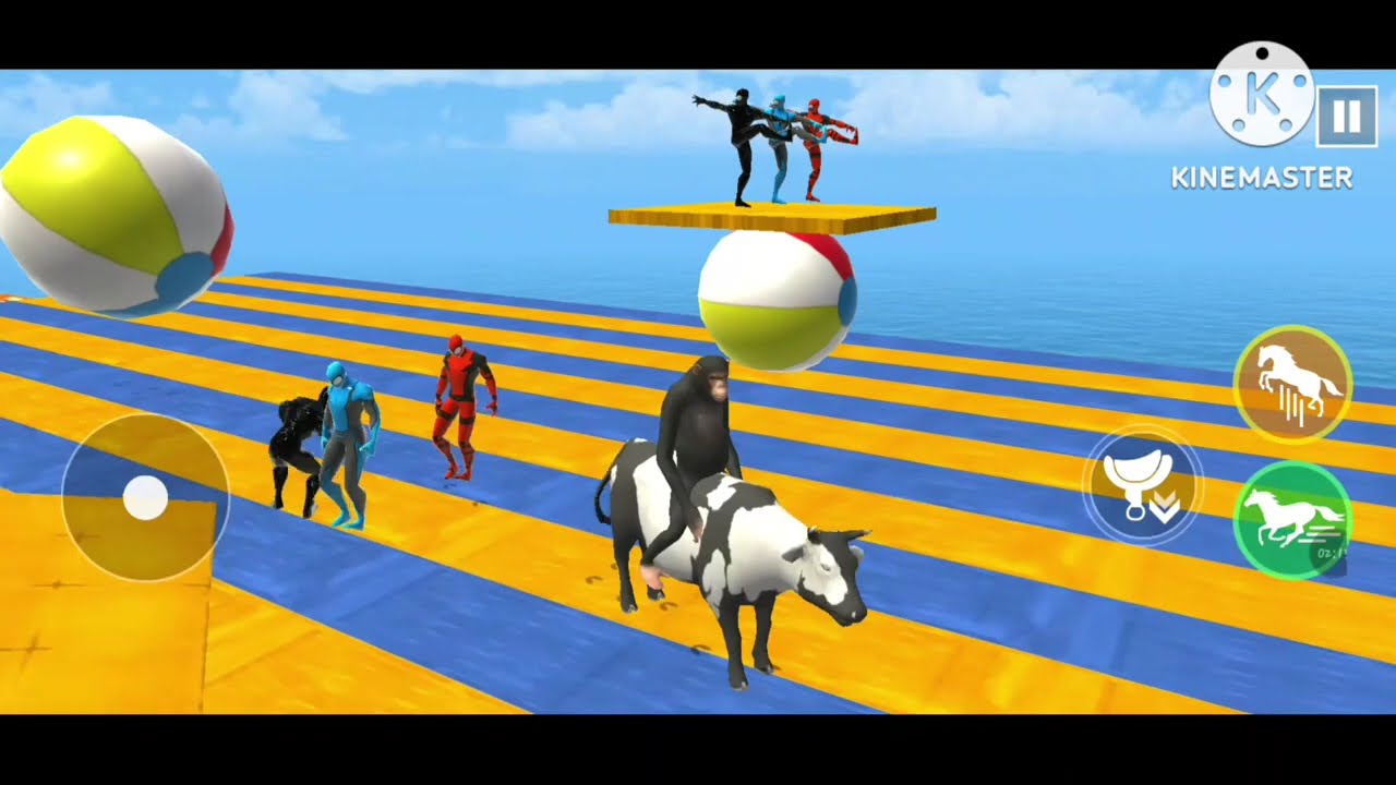 Long Slide Game With Cow Elephant Gorilla Tiger Hippopotamus 3d..#animals3dgame#longslidegame