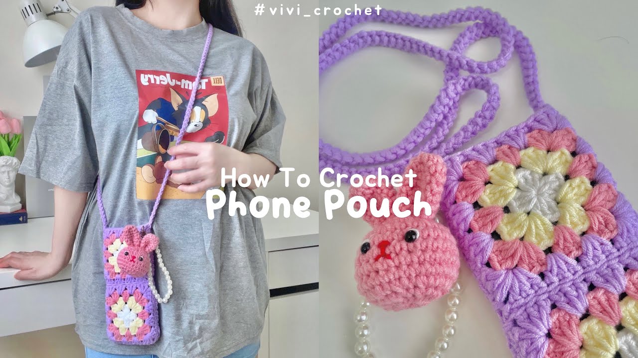 ✨How To Crochet Granny Square Phone Bag | Pinterest Crochet Inspired✨
