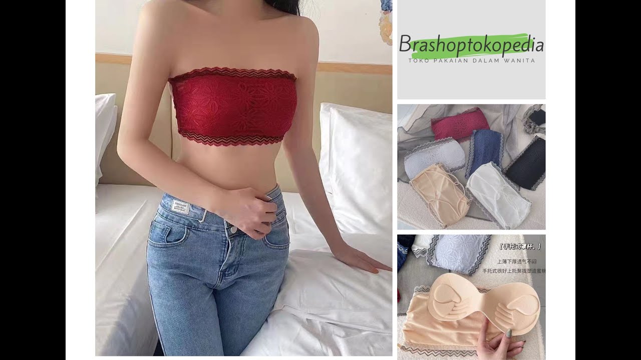 Mode Fashion Bra Kemben Model Silang Tanpa Kawat Bra Import Motif Bunga RB132Z