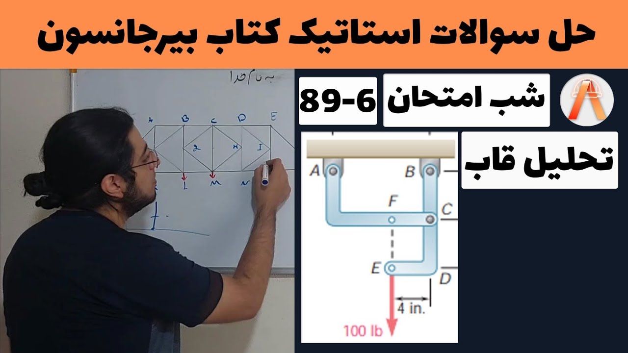 استاتیک(حل سوال از قاب)|حل سوال 6_89 بیرجانسون|(شب امتحان)(حل سوال از تحلیل سازه ها خرپا و قاب)