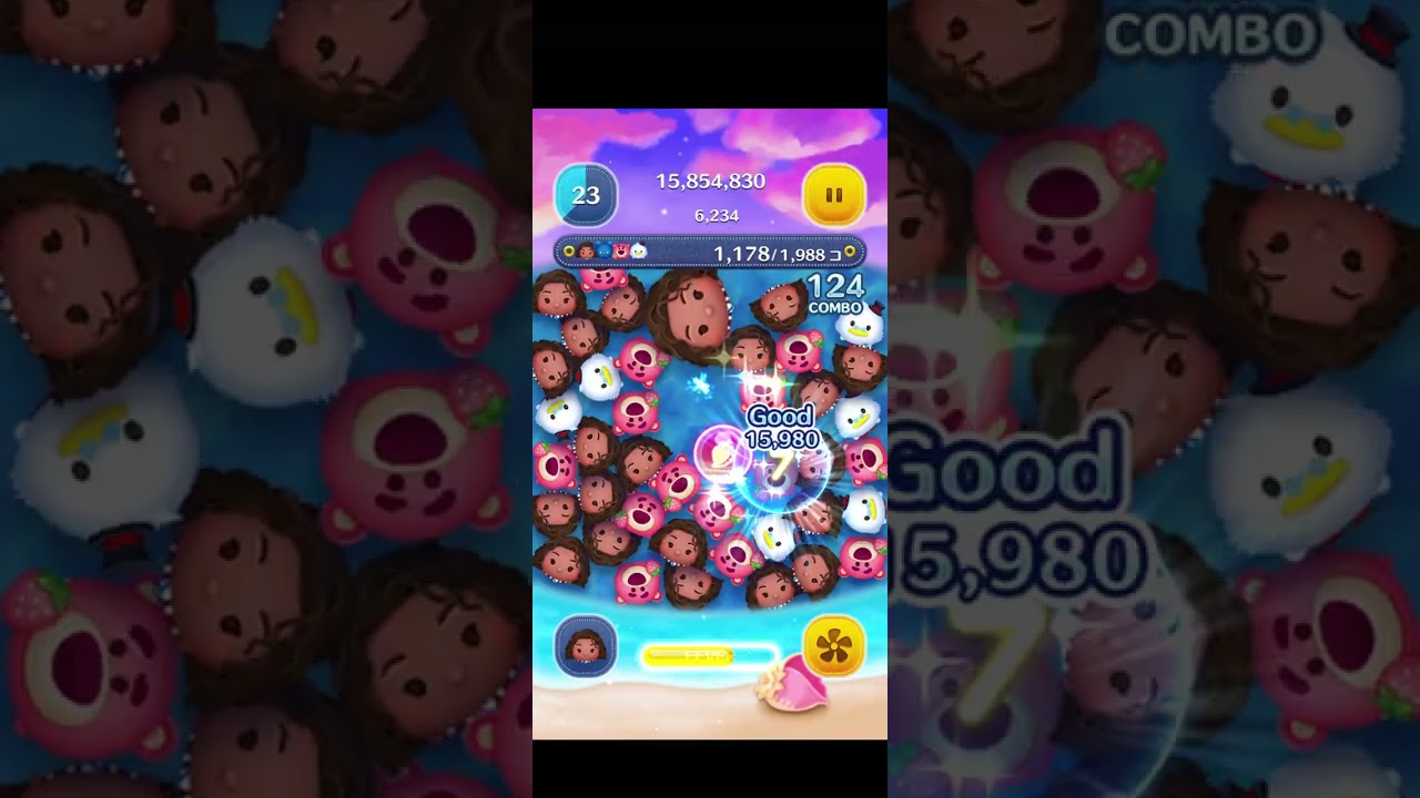 #ツムツム　タワー88階　ツム1988個　クリアできず…　航海者モアナ　スキルマ　落ちるのおそくなった？？！