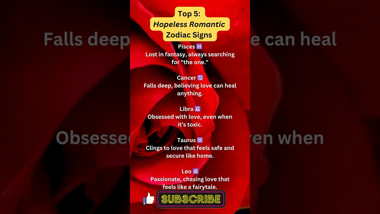 Top 5 Hopeless Romantic Zodiac Signs 💞 #zodiac #shorts #shortvideo