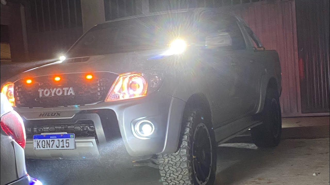iluminação farol Hilux 2010 BI led + auxiliar !