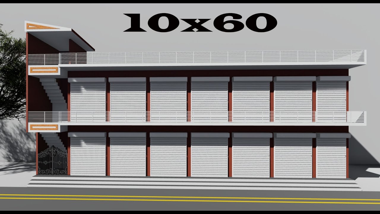 10 by 60 shop plan , 10x60 dukan ka naksha , 10*60 duplex shop plan , shop elevation