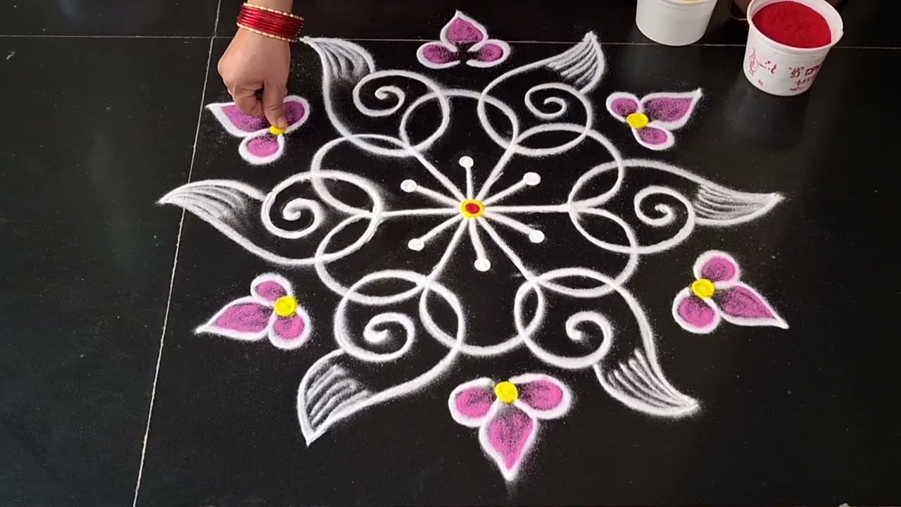 Friday special rangoli design 🌹 simple side border rangoli design 
