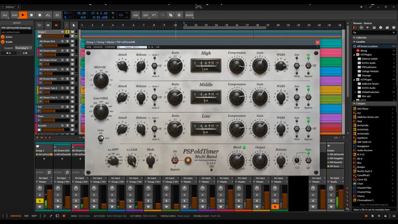 PSP oldTimerMB - a vintage-style multi-band compressor plug-in (VST, VST3, AAX, AudioUnit)!