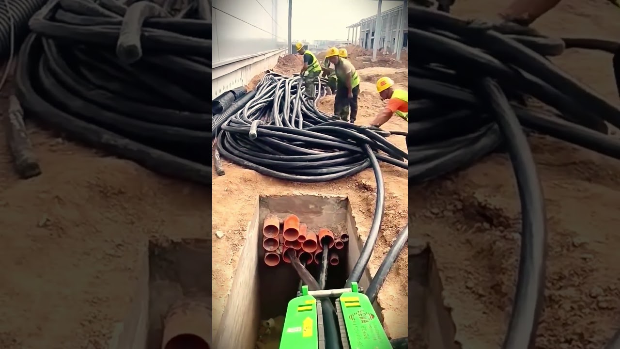 underground cable installation process carried out in a compact manner 