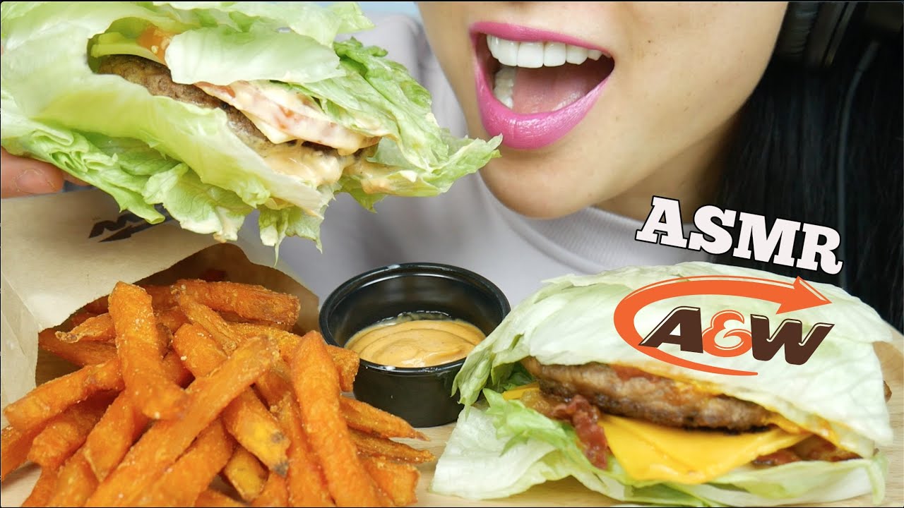 ASMR A&W NAKED/LETTUCE MOZZA + UNCLE BURGER + YAM FRIES (EATING SOUNDS) | SAS-ASMR