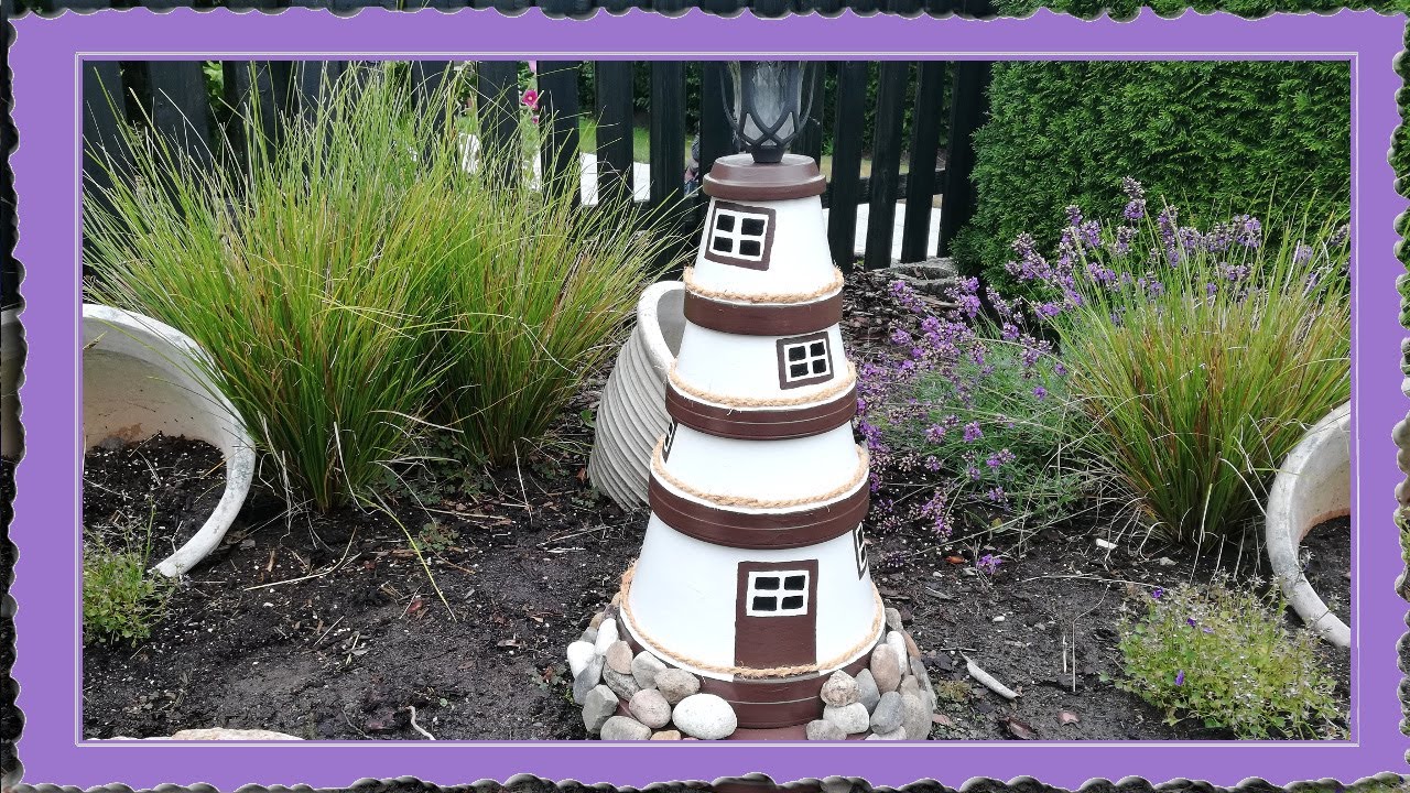 DIY Tontopf 🎨 Leuchtturm 🗼 Gartendekoration 🌞Sommer