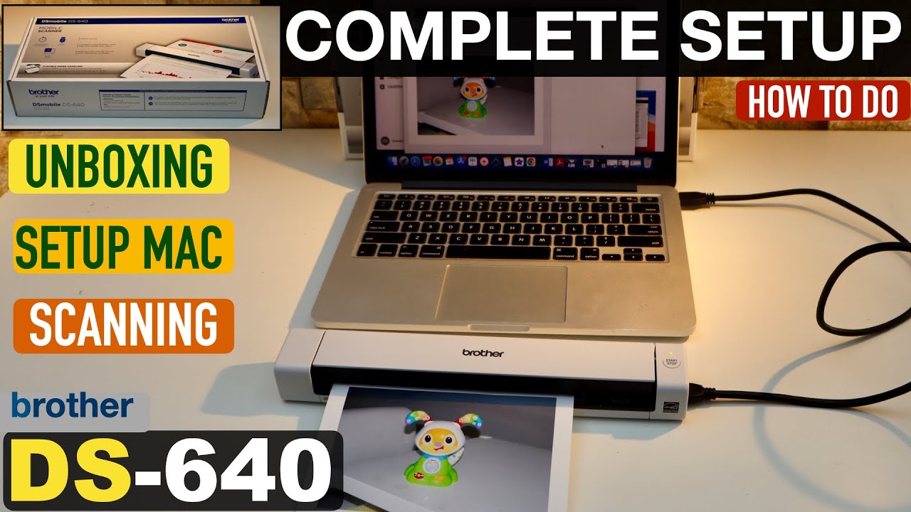 Настройка сканера Brother DS-640, распаковка, настройка с помощью MacBook, установка драйверов, т...