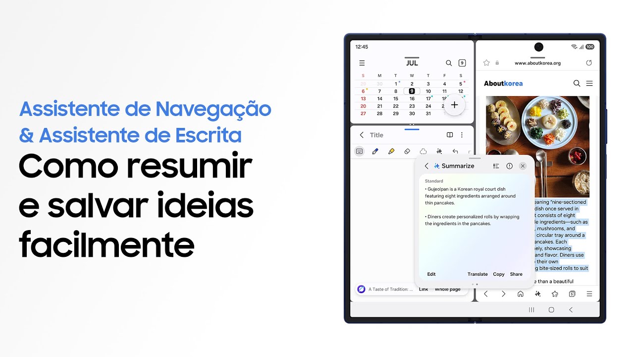 Como usar o Assistente de Navega&ccedil;&atilde;o e de Escrita | Galaxy AI | Galaxy Z Fold7 | Samsung