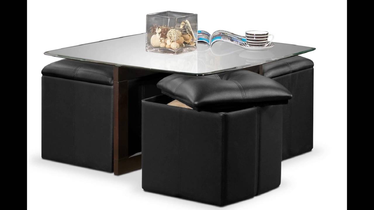 coffee table with ottomans underneath