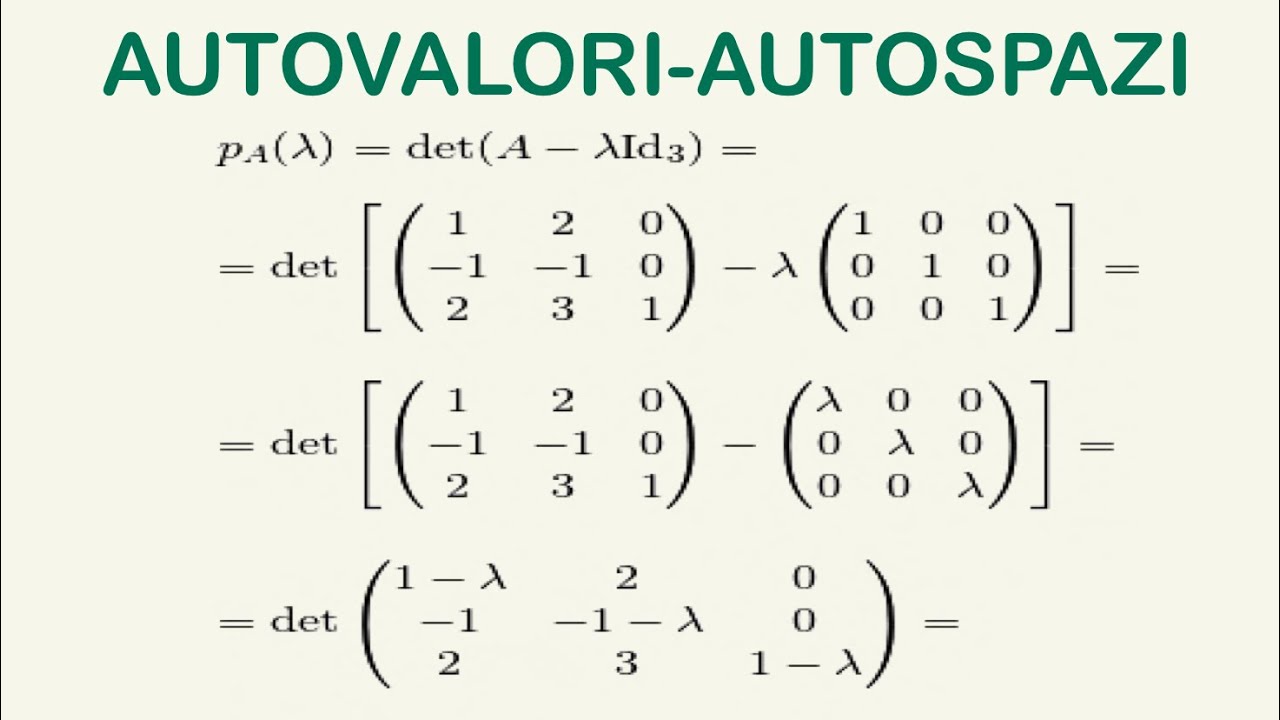 Autovalori e Autospazi - Esercizi di Geometria (Algebra Lineare)