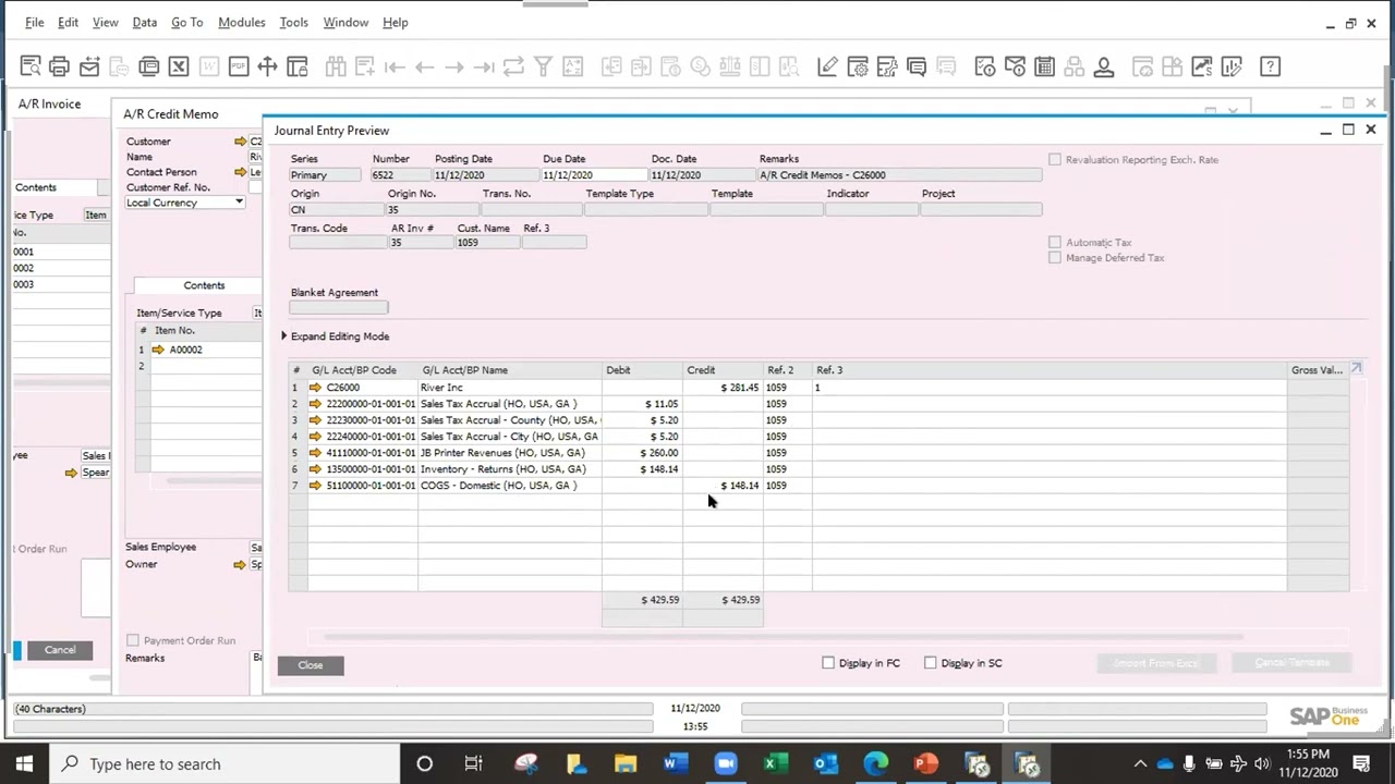 How do you reopen a closed Invoice to apply a Credit Memo in SAP Business One