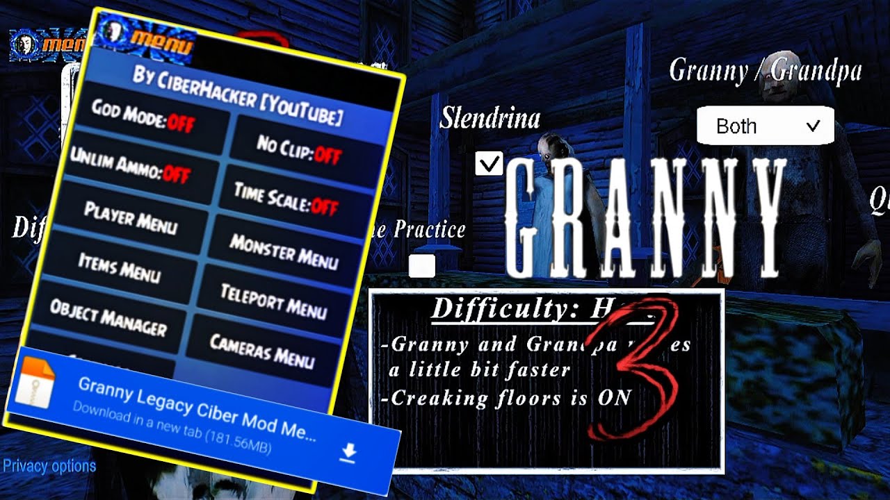 تحميل granny 3 مهكرة mod menu برابط مباشر من ميديافير ✔️
