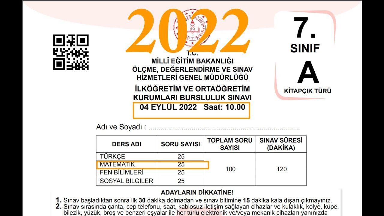 7. Sınıf 2022 yılı 