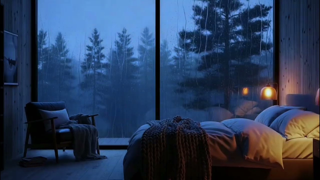 😴 Gentle Rain Sounds in a Cozy Cabin | Let It Play All Night