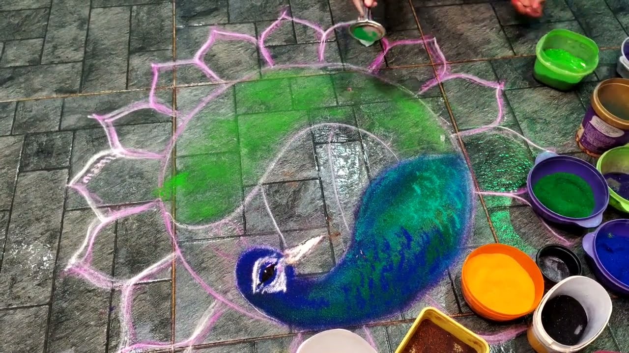 Republicday special peacock rangoli designs🦚//creative peacock rangoli🇮🇳//artrangoli🦚//theme rangoli