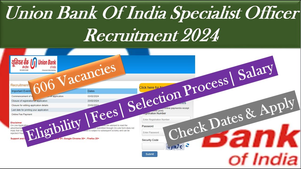 Union Bank Specialist Officer Recruitment 2024