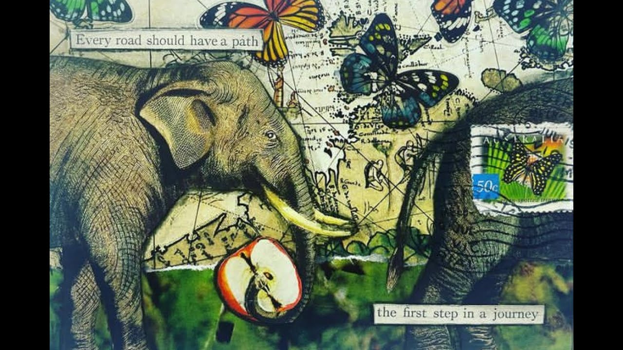Nick Bantock style mail art collaged postcard - Part 2
