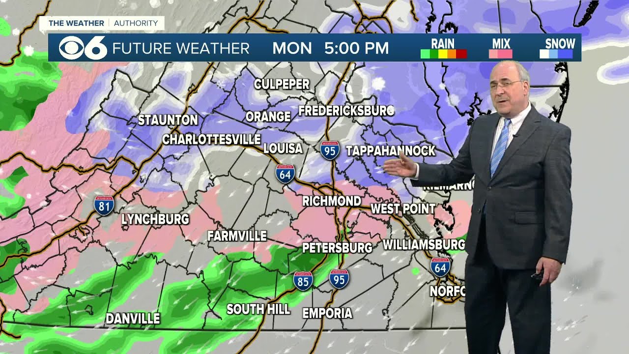 When parts of Virginia will see mix of snow, sleet and rain Monday
