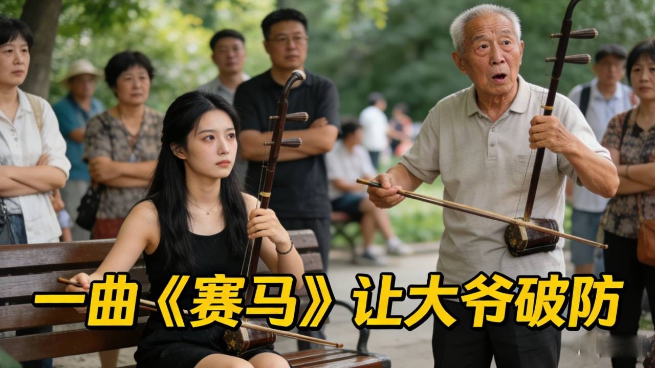 公园练琴遭大爷嫌弃，姑娘没说话，一首《赛马》直接把大爷拉破防了#公园盘大爷 #二胡佑安 #二胡 #公园二胡演奏 #民乐