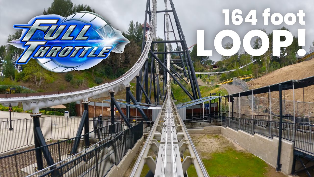 Full Throttle Front Row POV Six Flags Magic Mountain Premier Rides Launch Coaster
