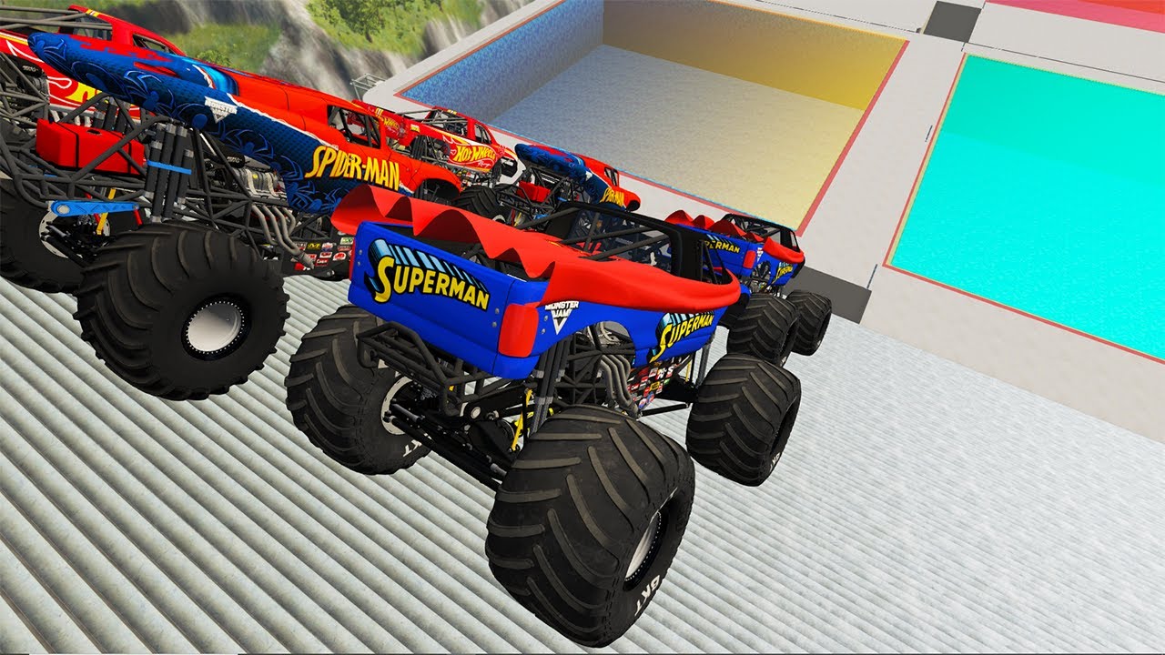 Monster Truck vs Giant Pit Car Crashes & Destruction #19 – BeamNG.Drive