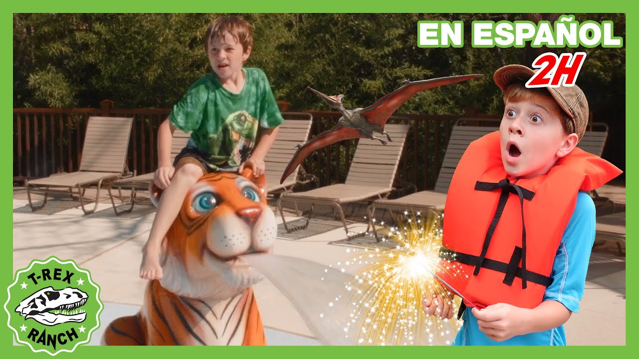Parque acuatico con dinosaurios 🦖💧 Videos de dinosaurios y juguetes para ni&ntilde;os