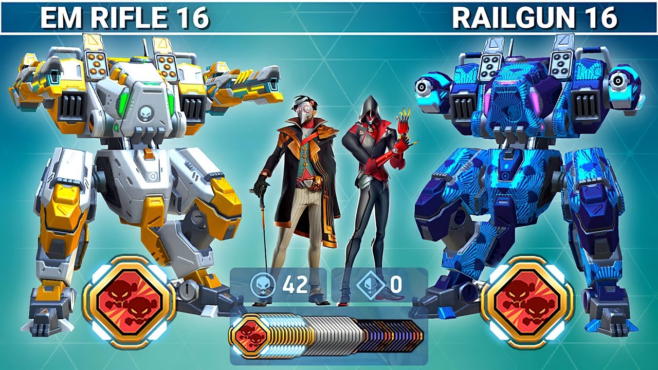 Gatecrasher with EM Rifle 16 & Railgun 16 - Mech Arena