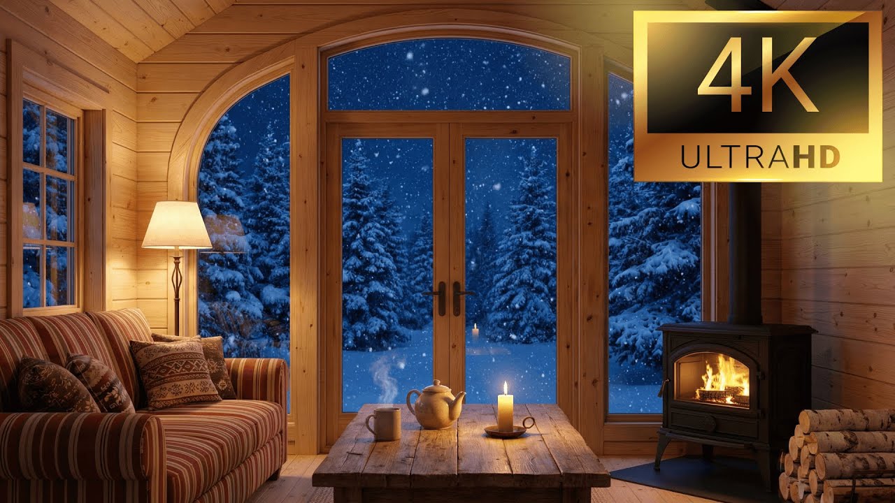 Cozy Cabin in a Pine Forest | Lofi Chill & Relaxation Background 4K  SUPER QUALITY