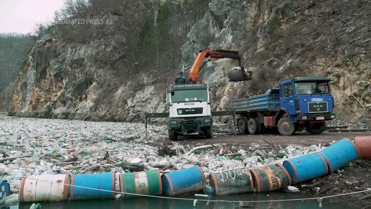 Tons of trash clogs a river in Bosnia. It's a seasonal problem that activists want to end