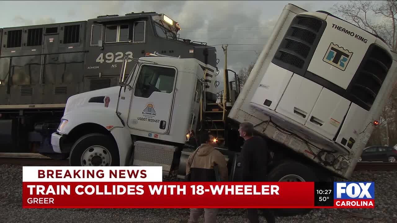 Train, 18-wheeler collision blocking railroad crossings in Greer, police say