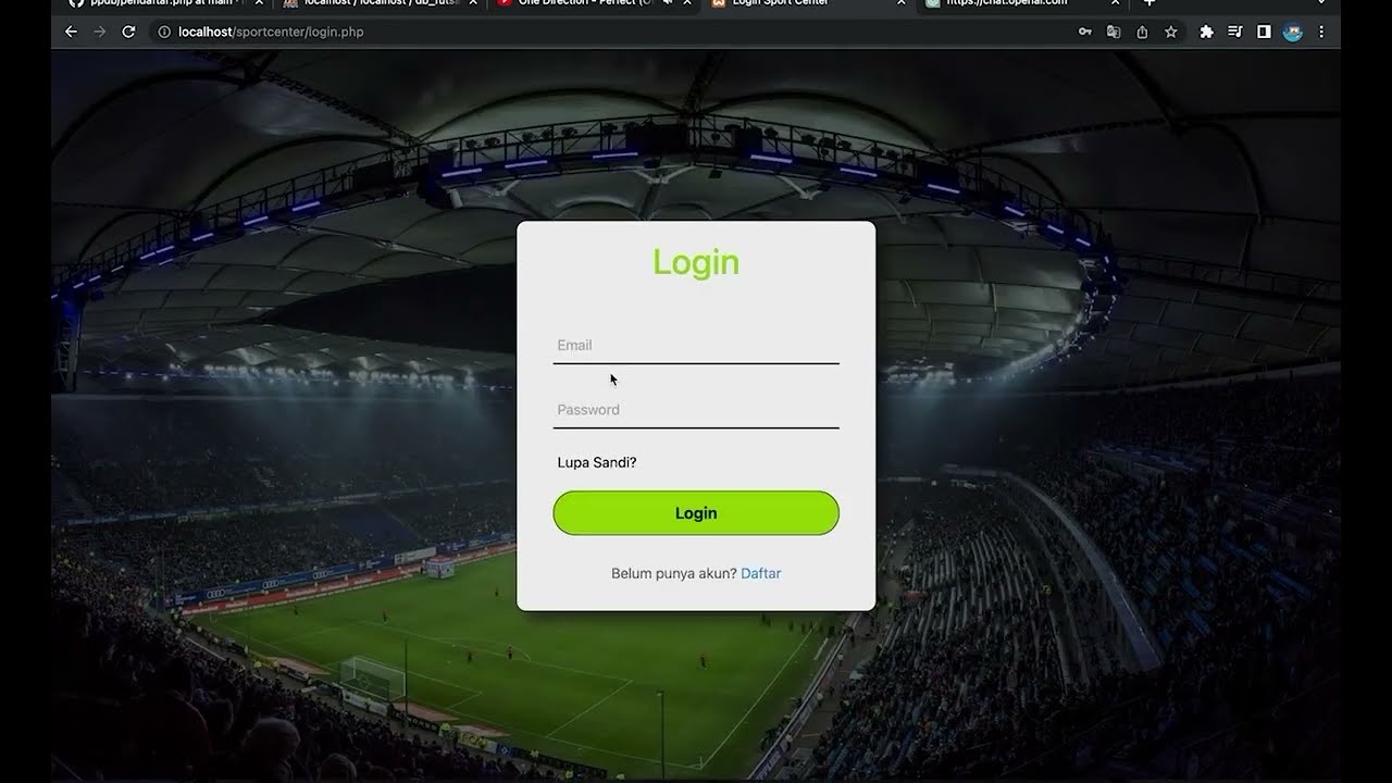 Aplikasi Penyewaan Lapangan Sport Center berbasis website