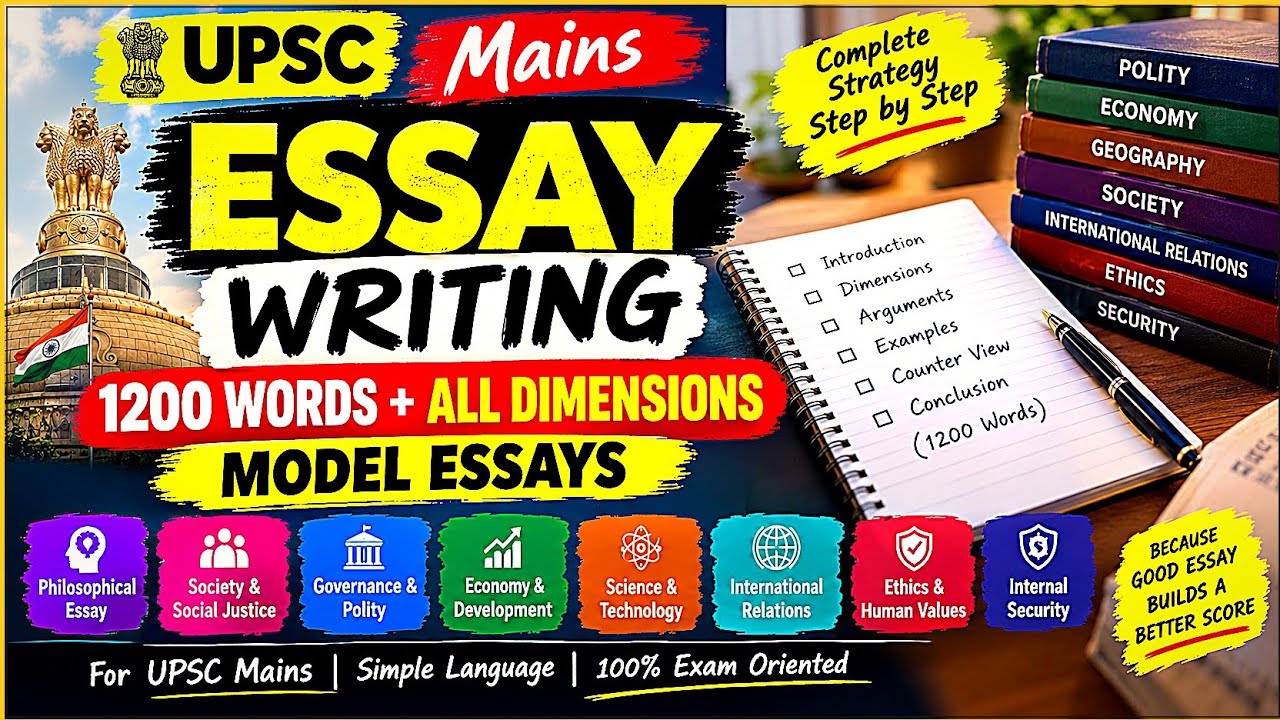 UPSC Essay Writing COMPLETE one shot 🔥 | 1200 Words Essay + All Dimensions + Model Essays  